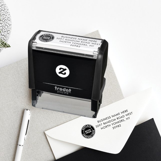 Add Business Logo and Company Address Self-inking Stamp (Business Logo and Return Address Rubber Stamp)