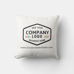 Add Business Logo and Slogan Custom show room Throw Pillow