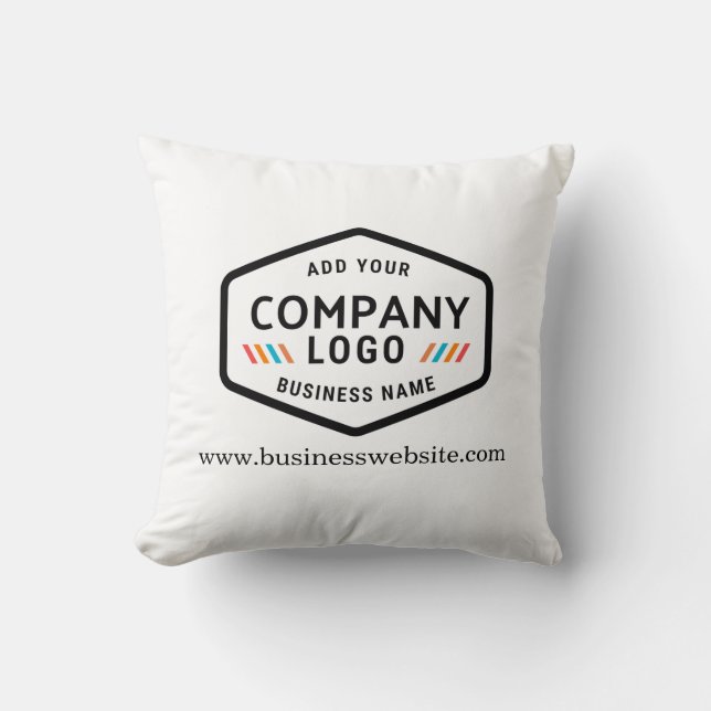 Add Business Logo and Slogan Custom show room Throw Pillow (Front)