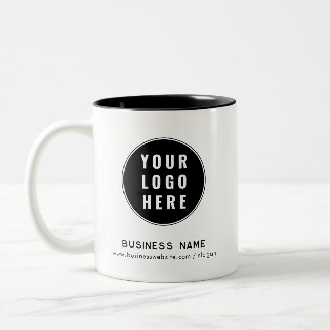 Add Business Logo and Website Custom Promotional Two-Tone Coffee Mug (Left)