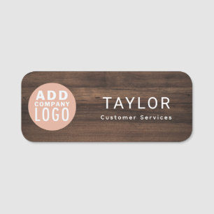 Add Business Logo Company Employee Rustic Name Tag