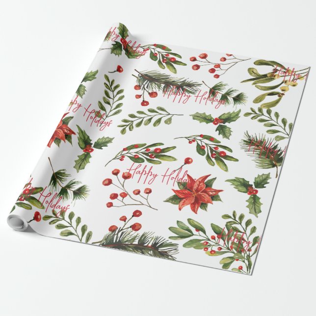 Add Business Logo Company Employees Holidays Wrapping Paper (Unrolled)