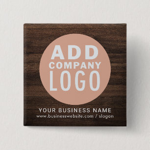 Add Business Logo Company Employees Rustic Custom 2 Inch Square Button