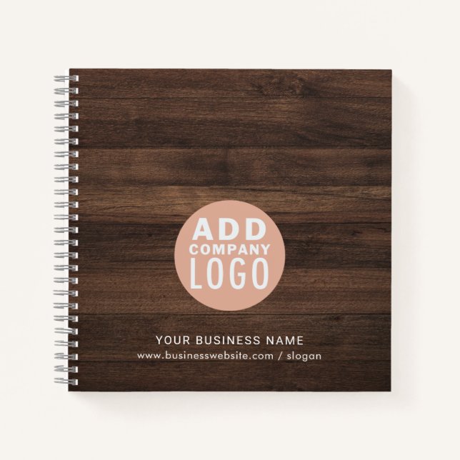 Add Business Logo Company Employees Rustic Notebook (Front)