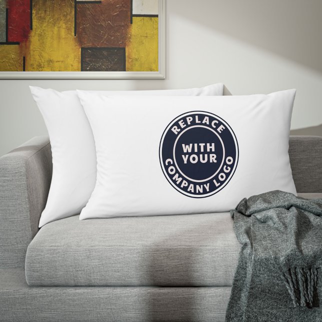 Add Business Logo Company Showroom Matching Accent Pillow (Modern Circle Business Logo Accent Pillow)