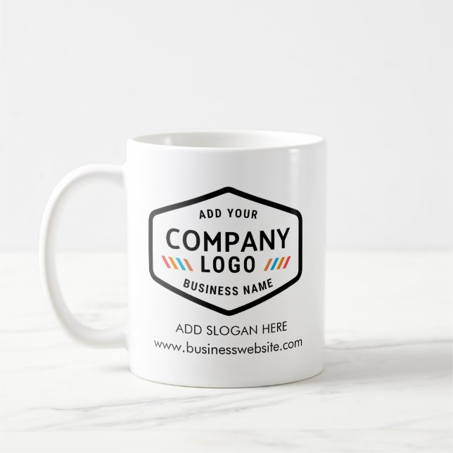 Add Business Logo Company Website Address Employee Coffee Mug (Left)