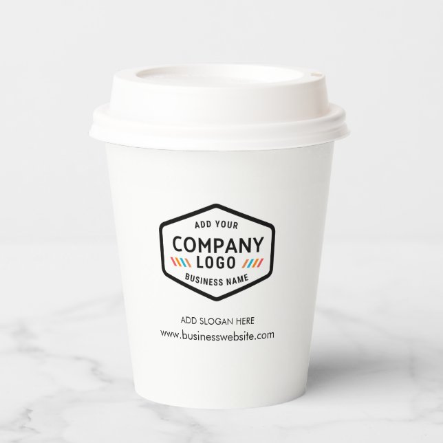 Add Business Logo Company Website Address Employee Paper Cups (Front)