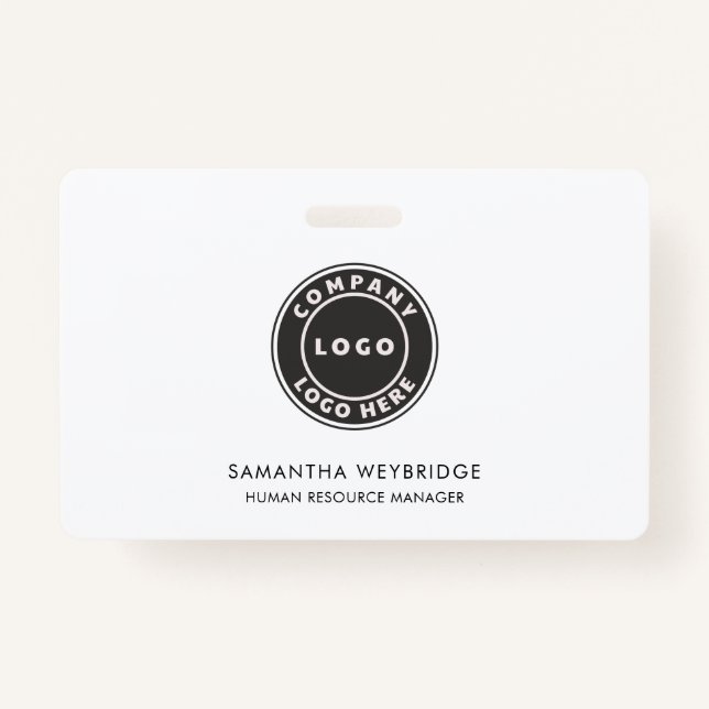 Add Business Logo Employee Staff Name ID Badge (Front)