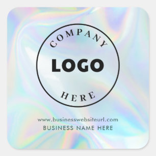 Add Business Logo Holographic Corporate Custom Square Sticker