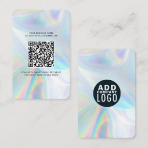 Add Business Logo Holographic QR Code DIY Business Card