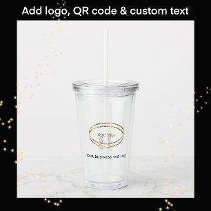 Add Business Logo & QR Code Black Text Promotional Acrylic Tumbler