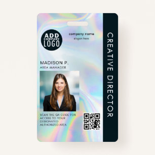 Add Business Logo QR Code Employee Photo ID Badge