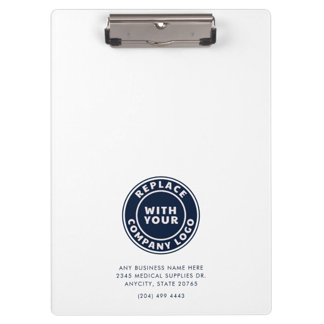 Add Business Logo Simple Office Factory Staff Clipboard (Front)