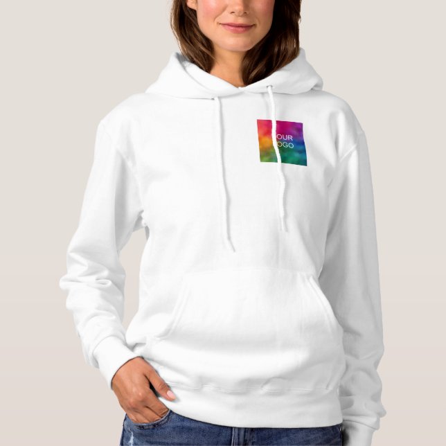 Add Business Logo White Colour Template Basic Hoodie (Front)
