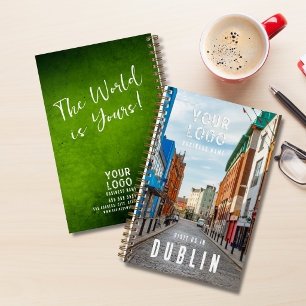 Add Business Photo Logo Tagline Green Promotional Notebook