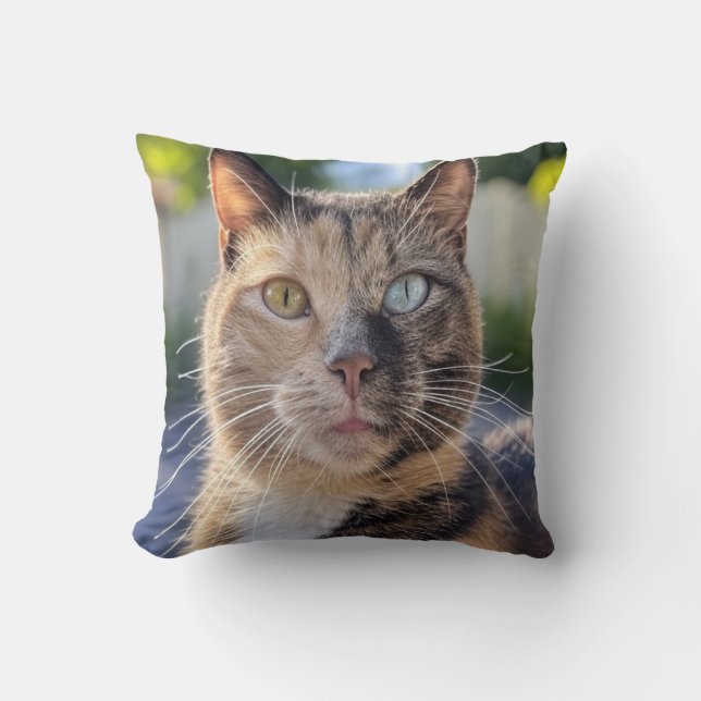 Add Cat Photo Customize Throw Pillow (Front)