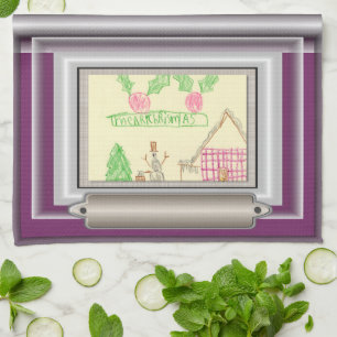 Add Child's Drawing with Custom Colour Frame Kitchen Towel