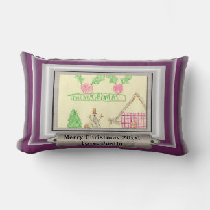 Add Child's Drawing with Custom Colour Frame Lumbar Pillow
