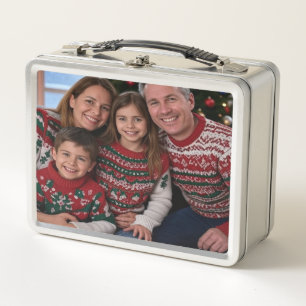 Add Christmas Family Photo Customize Metal Lunch Box