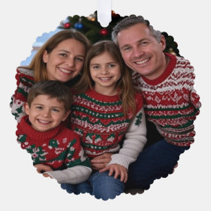 Add Christmas Family Photo Customize Ornament Card