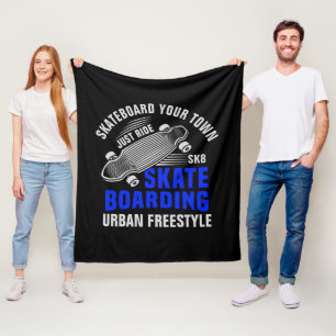 Add City Name Text Skateboard Urban Freestyle Fleece Blanket