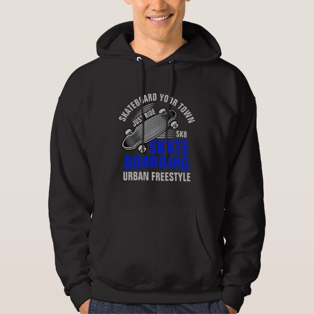 Add City Name Text Skateboard Urban Freestyle      Hoodie (Front)