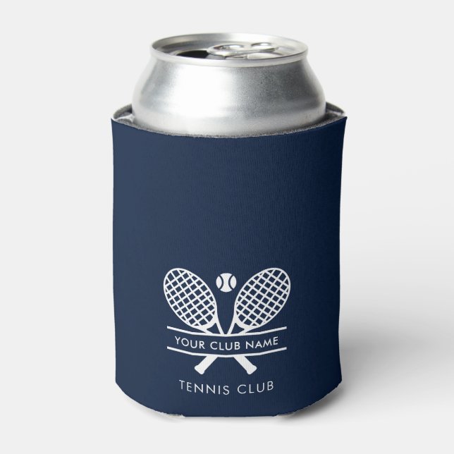 Add Club Name Tennis Team Navy Blue Can Cooler (Can Front)
