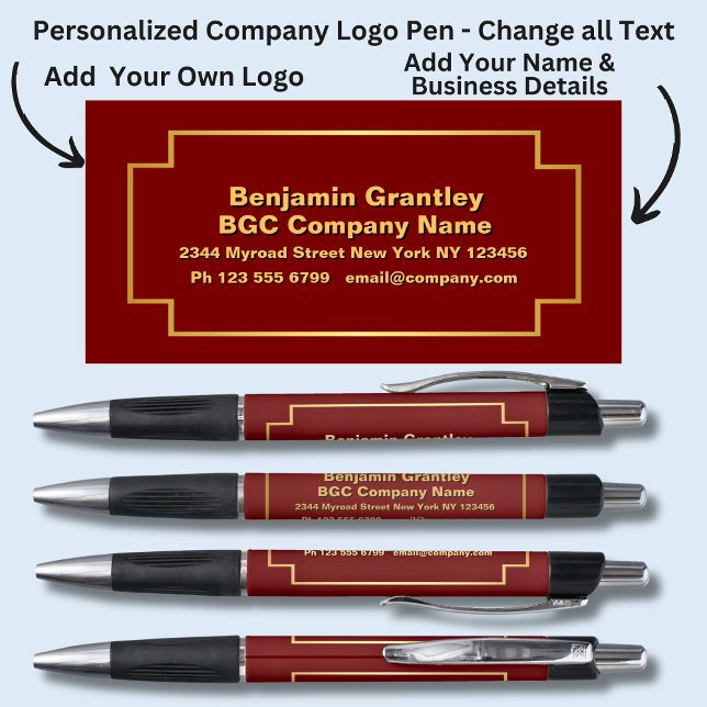 Add Company Details Name, Gold Orange Text Pen (Creator Uploaded)