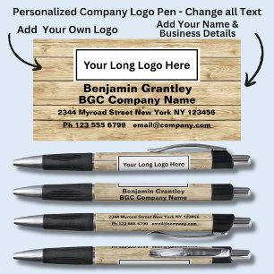 Add Company Details Name, Light Wood Planks effect Pen