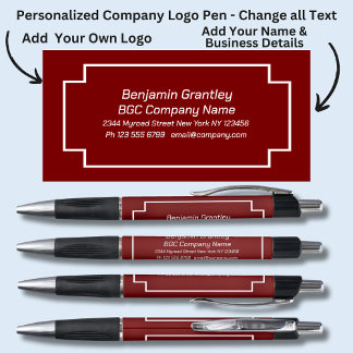 Add Company Details Name, Maroon Background Pen