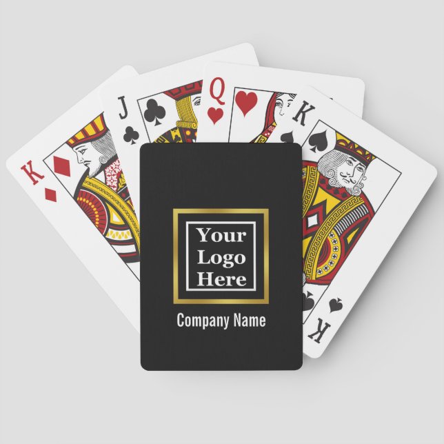 Add Company Logo to Elegant Black Playing Cards (Back)