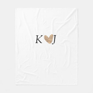 Add couple name letter wedding gold heart glitter  fleece blanket