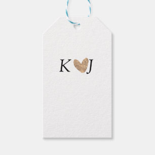 Add couple name letter wedding gold heart glitter  gift tags
