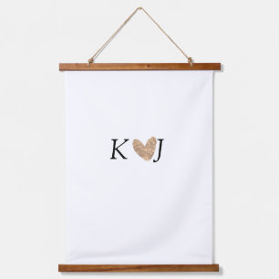 Add couple name letter wedding gold heart glitter  hanging tapestry