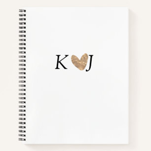 Add couple name letter wedding gold heart glitter notebook