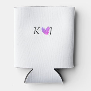 Add couple name letter wedding pink heart glitter  can cooler