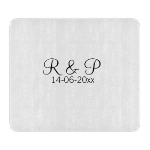 Add couple name monogram add date year wedding rom cutting board