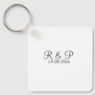 Add couple name monogram add date year wedding rom keychain