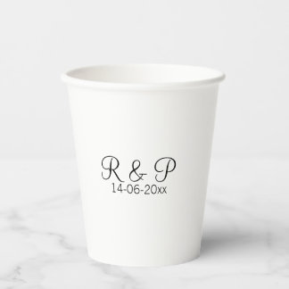 Add couple name monogram add date year wedding rom paper cups