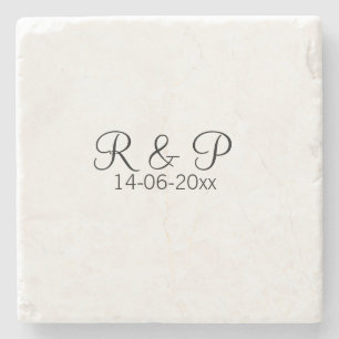 Add couple name monogram add date year wedding rom stone coaster
