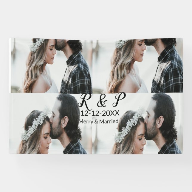 Add couple photo merry married add date year  banner (Horizontal)