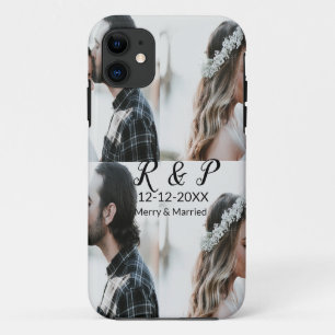 Add couple photo merry married add date year iPhone 11 case