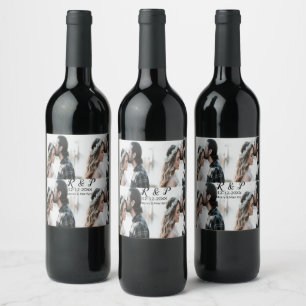 Add couple photo merry married add date year  wine label