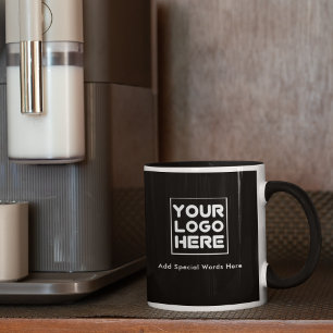 Add Create Upload LOGO Branding Modern Black Mug