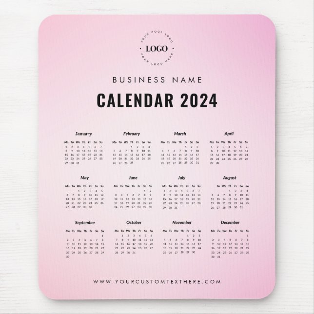 Add Custom Business Company Logo 2024 Calendar     Mouse Pad (Front)