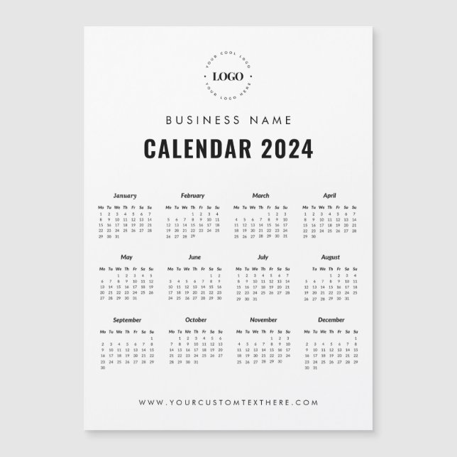 Add Custom Business Logo Magnetic 2024 Calendar Magnetic Invitation (Front)