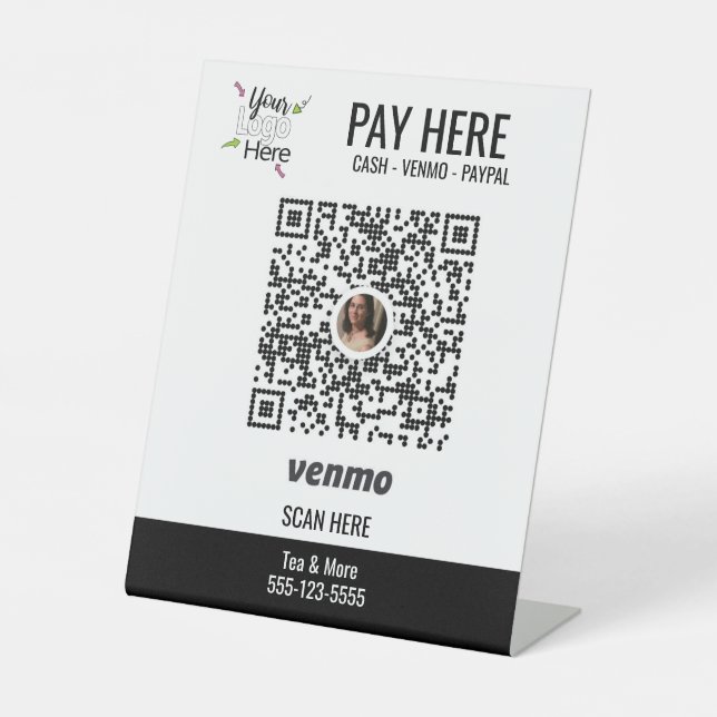 Add Custom Logo |  Use Venmo Pay Pedestal Sign (Front)