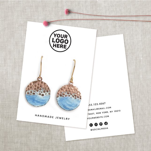 Add Custom Logo White Earring Display Holder (Creator Uploaded)