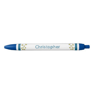 Add custom name stars yellow blue black ink pen