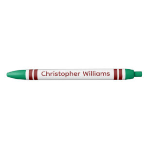 Add custom name stripes burgundy green black ink pen